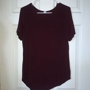 dark red stretchy cotton blouse
